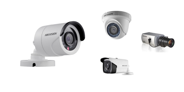 Assortment of Hikvision day and night surveillance cameras capable of switching between visible light and infrared