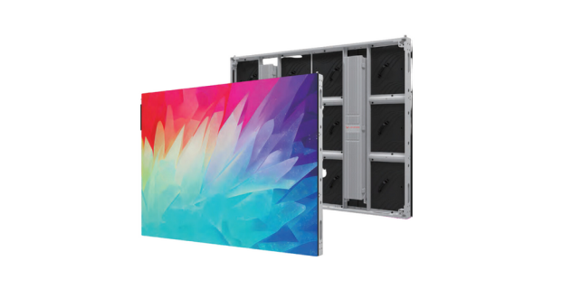 Fine pitch LED display panel showing high resolution visuals for indoor commercial use