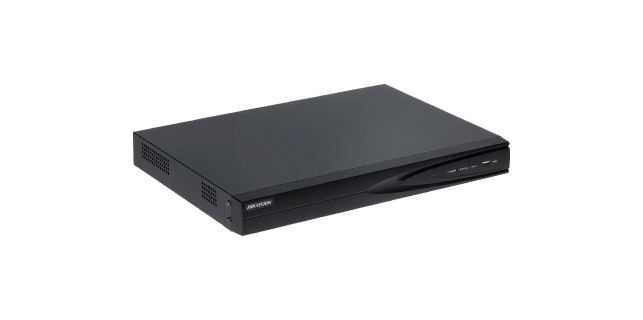 Black Hikvision network video recorder (NVR) device for IP camera video capture and surveillance management