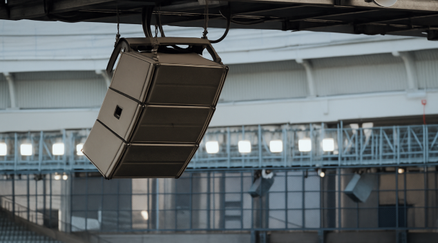 Mounted stadium loudspeaker system designed for clear public announcements and crowd communication