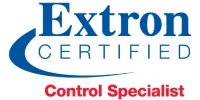 Extron control specialist certification logo showing Oxford Integration proficiency in control system programming and configuration