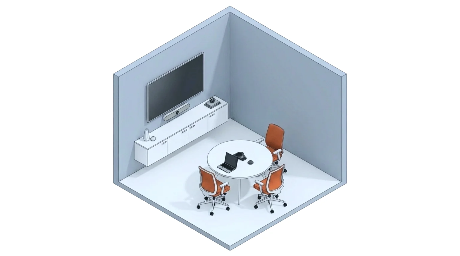 A graphical illustration of Small size meeting room like Huddle, fcus and small meeting room by oxford Integration